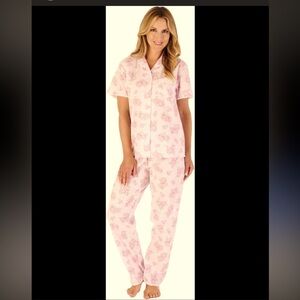 Vintage floral pink & yellow pajamas button up set 90s contessa di Roma classic